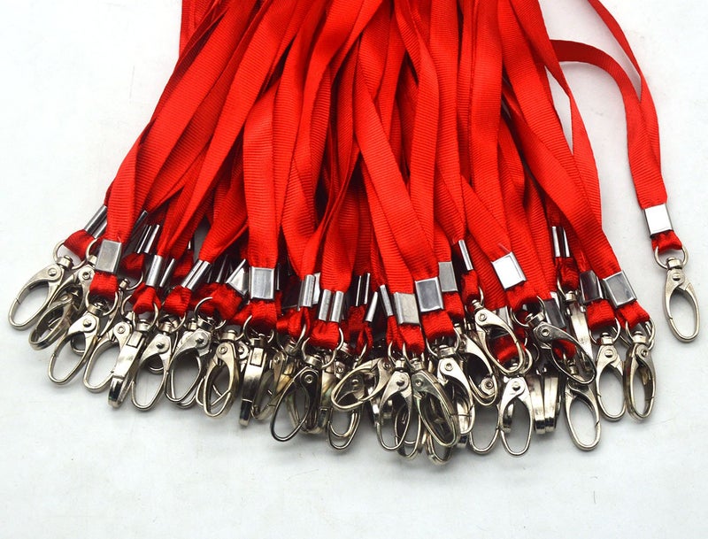 Beebel Red Lanyards 50Pcs 18" Lanyard with Badge Clip - Image 3